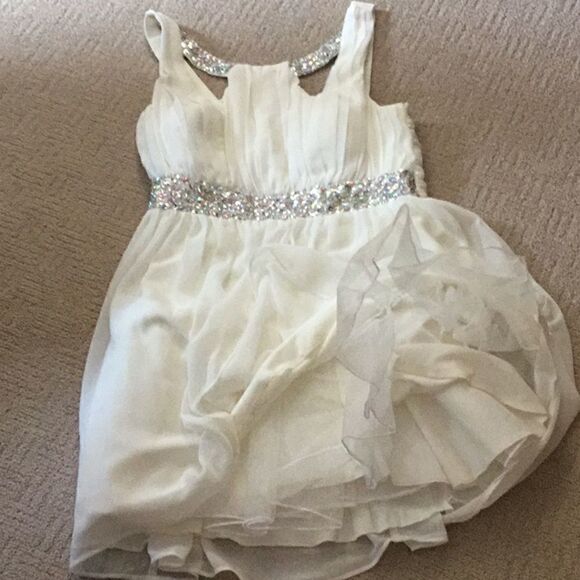 Ladies JR size 11 formal dress in cream w/beading - Picture 1 of 8
